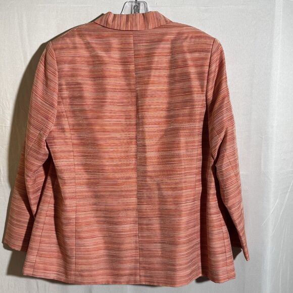 Lord & Taylor Striped Blazer 16W Career Jacket Peach Lightweight Casual Office - Picture 2 of 9